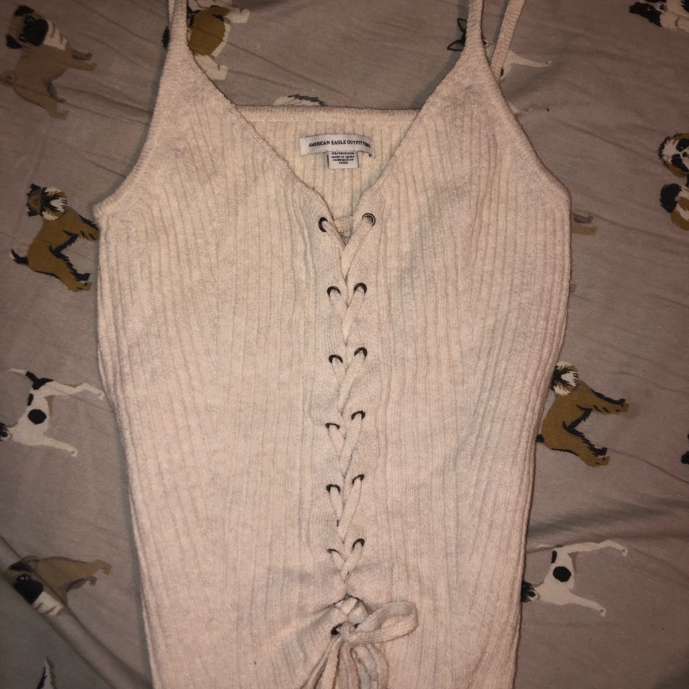 american eagle lace up sweater tank top